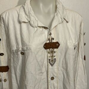 Embroidered and embellished heavy organic cotton long sleeve shirt Germany